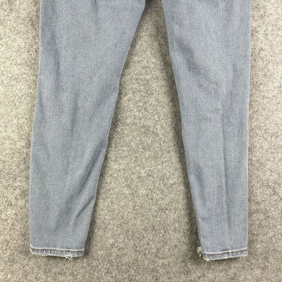 American Eagle Curvy Mom Jeans Womens 00R Med Wash Shark Bite Hem Stretch Denim - Picture 8 of 16